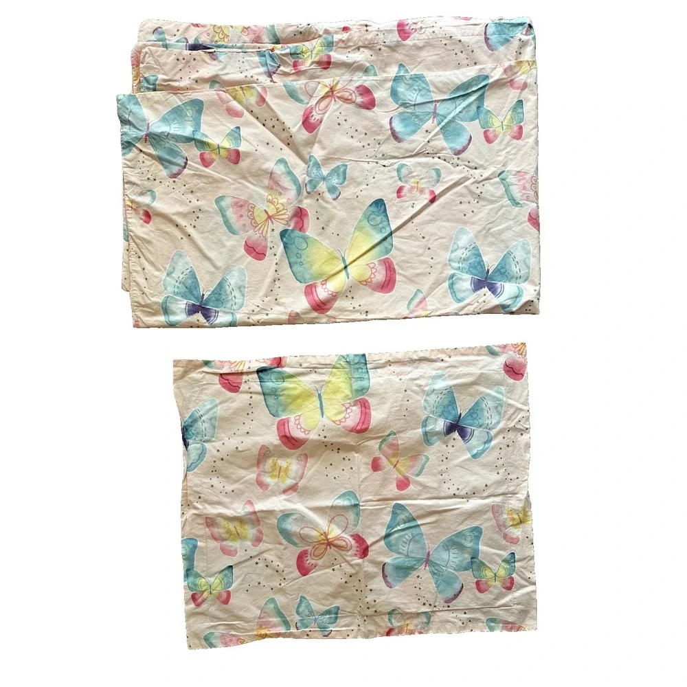 Pottery Barn Kids Butterfly Stars Twin Duvet 68x86 Pillow Sham 20x26 Bedding